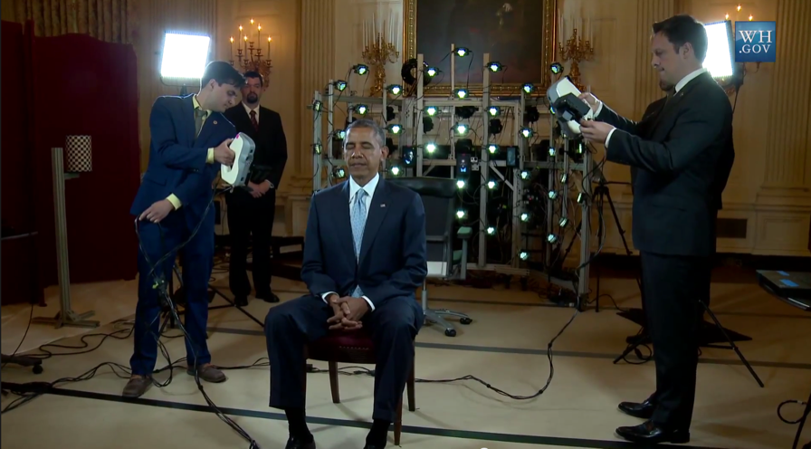 President Obama being 3D scanned by two Artec Evas